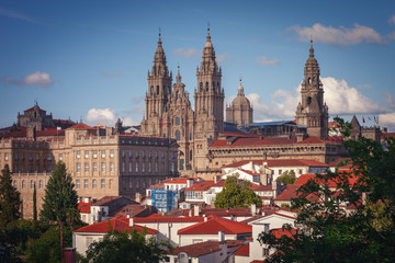 Naklejka premium Cathedral of Santiago de Compostela, is where the different pilgrimage roads of all Europe culminates, to visit the tomb of the apostle Santiago