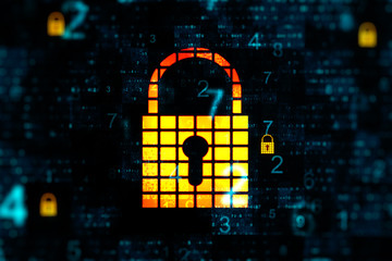 Creative glowing digital padlock interface