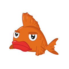 Frowning orange fish illustration for children vector