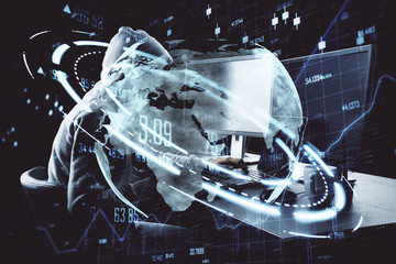 Hacker using computer