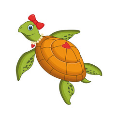 Cute turtle girl illustration for children vector