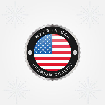 Made in Usa round silver Emblem badge labels