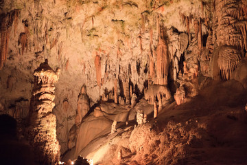 Postojna / Slovenia - December 9, 2017: World famous cave Postojna with stalactites and stalagmites, Slovenia