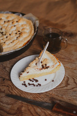 Freshly baked cake on the table