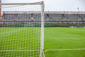 soccer gate on green grassy field