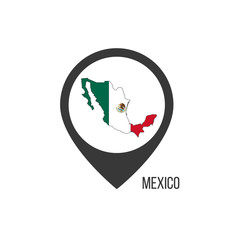 Map pointers with contry Mexico. Mexico flag. Stock vector illustration isolated on white background.