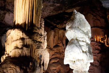 Postojna / Slovenia - December 9, 2017: World famous cave Postojna with stalactites and stalagmites, Slovenia
