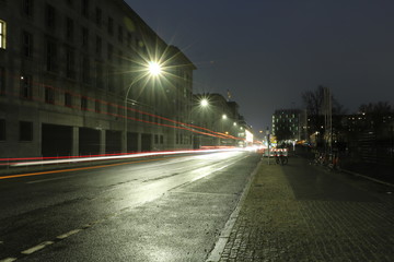 evening view and streets in berlin, long exposure photography technique