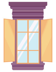 Vector window in cartoon style. Beautiful element of architecture.