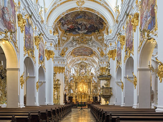 Regensburg, Germany. Interior of Collegiate Church of Our Lady of the Old Chapel. This is the...