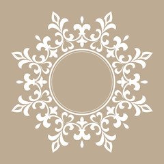 Decorative frame Elegant vector element for design in Eastern style, place for text. Floral beige border. Lace illustration for invitations and greeting cards