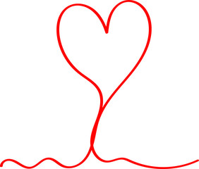 Red heart - outline drawing for an emblem or logo. Template for greeting card for Valentine's Day.