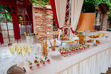 buffet on the street. snacks for the event. 