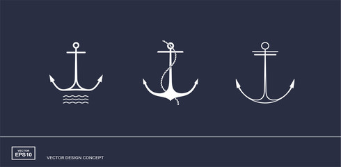 Set of anchor emblems. Modern minimal flat design style. Simple logotype templates. Vector illustration. © DDOK