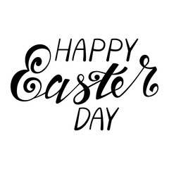 Happy Easter day hand drawn vector text isolated on a white background.