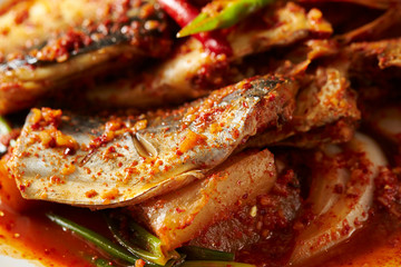 Korean spicy braised fish dish 