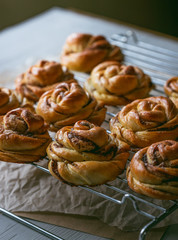 Cinnamon Buns on a cooling rack