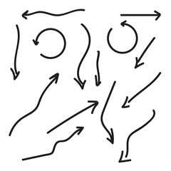 Arrows doodle set. Hand draw arrows sign