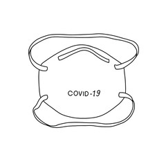 Medical face mask that protects airborne diseases viruses. Defence from Coronavirus. Hand drawn vector .
