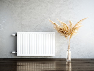 Heating metal radiator, white radiator - 330724878