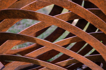 garden metal plates as a background for flowers