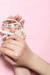 Woman hands showing beautiful manicure