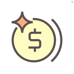 Money coin vector icon design for financial graphic design element.