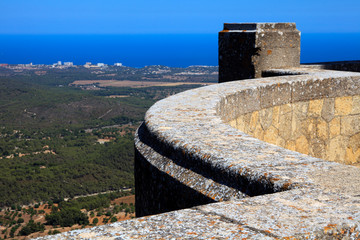 Felanitx, Majorca / Spain - August 25, 2016: View from Santuari de Sant Salvador Monastery,...