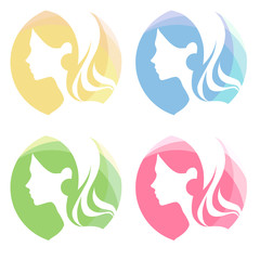 Logo icon set, fashion illustration for beauty shop and hair salon