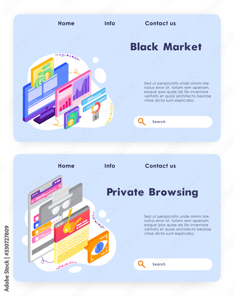 Poster private browsing and secure online access. financial market data and charts. computer technology. ve