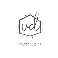 Handwritten initial letter U D UD for identity and logo. Vector logo template with handwriting and signature style.