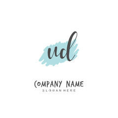 Handwritten initial letter U D UD for identity and logo. Vector logo template with handwriting and signature style.