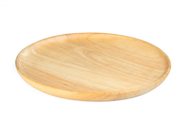 Wooden plate isolated on white background ,include clipping path