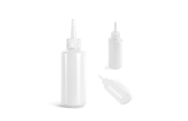Blank white squeeze sauce bottle mock up, different sides
