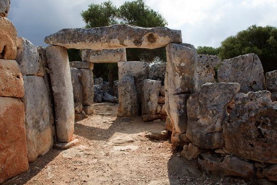 Torre d'en Galm&eacute;s, Menorca / Spain - June 23, 2016: Prehistoric area and ruins at Torre d'en Galm&eacute;s, Menorca, Balearic Islands, Spain