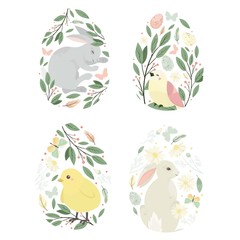Happy Easter egg. Cute bunny. Easter holiday concept. Vector illustration.