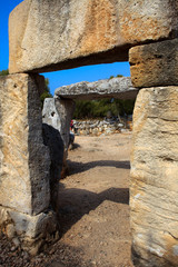 Torre d'en Galmés, Menorca / Spain - June 23, 2016: Prehistoric area and ruins at Torre d'en Galmés, Menorca, Balearic Islands, Spain