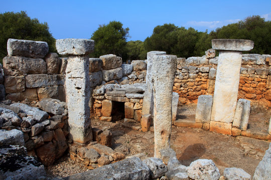 Torre d'en Galm&eacute;s, Menorca / Spain - June 23, 2016: Prehistoric area and ruins at Torre d'en Galm&eacute;s, Menorca, Balearic Islands, Spain
