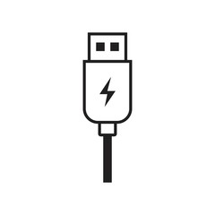 USB charge icon template black color editable. USB charge icon symbol Flat vector illustration for graphic and web design.