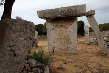 Talati de Dalt site, Menorca / Spain - June 23, 2016: Prehistoric site and ruins at Talati de Dalt, Menorca, Balearic Islands, Spain