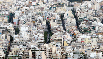 Residential buildings in Athens as seen from above