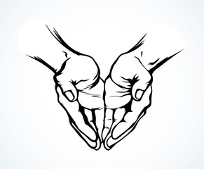 Praying hands. Vector drawing