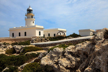 Cape Cavalleria, Menorca / Spain - June 23, 2016: The lighthouse at Cape Cavalleria, Menorca, Balearic Islands, Spain