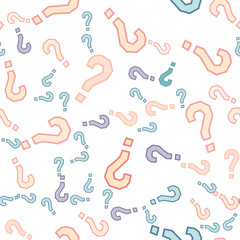 Fototapeta premium Quiz seamless pattern. Question marks, doubt, faq