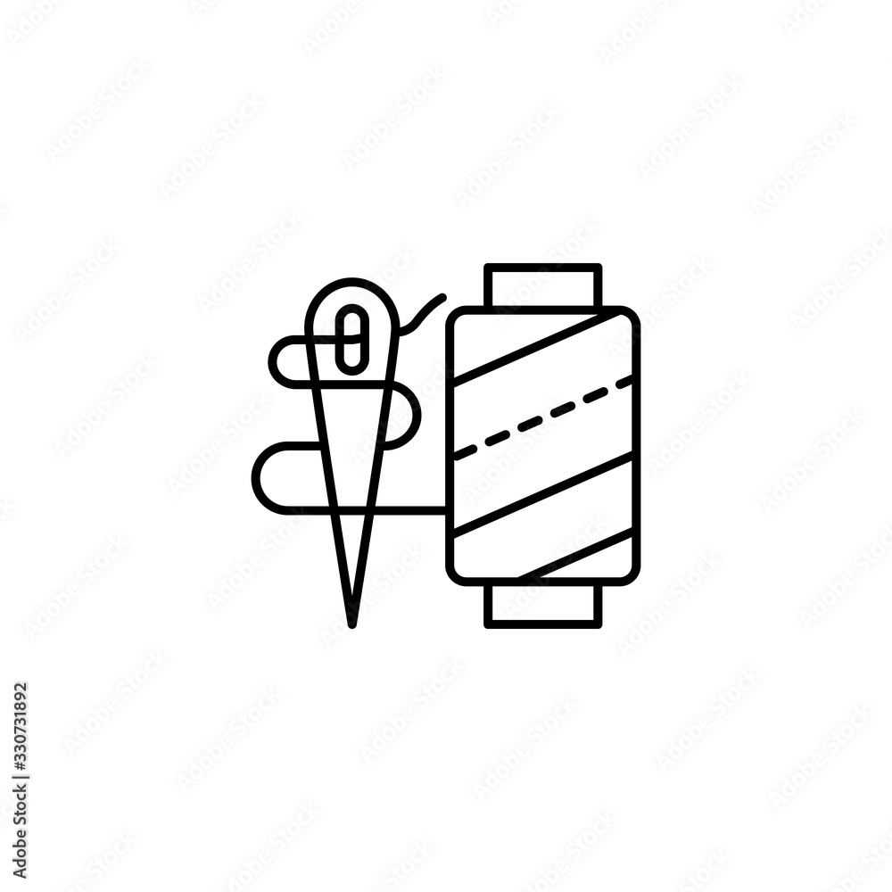 Poster needle, threads icon. simple line, outline vector elements of tailor for ui and ux, website or mobil