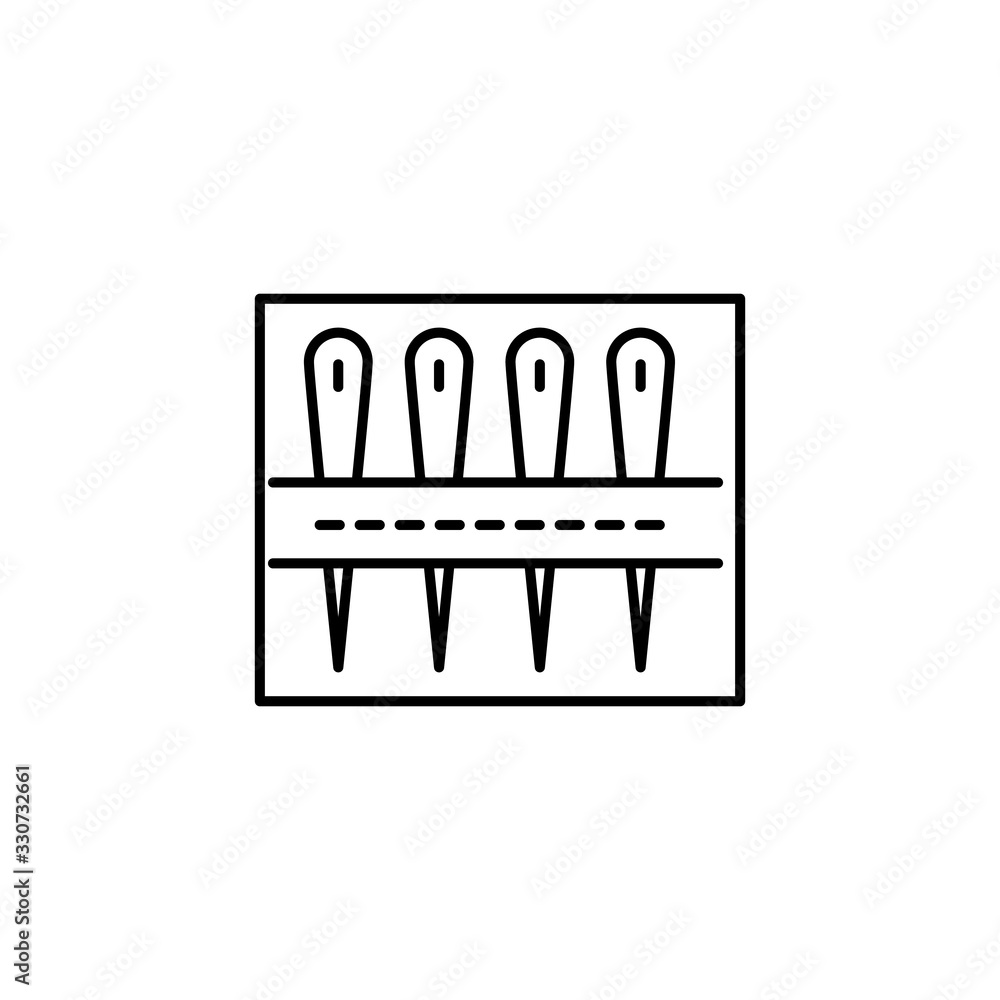 Poster needle, cloth icon. simple line, outline vector elements of tailor for ui and ux, website or mobile 