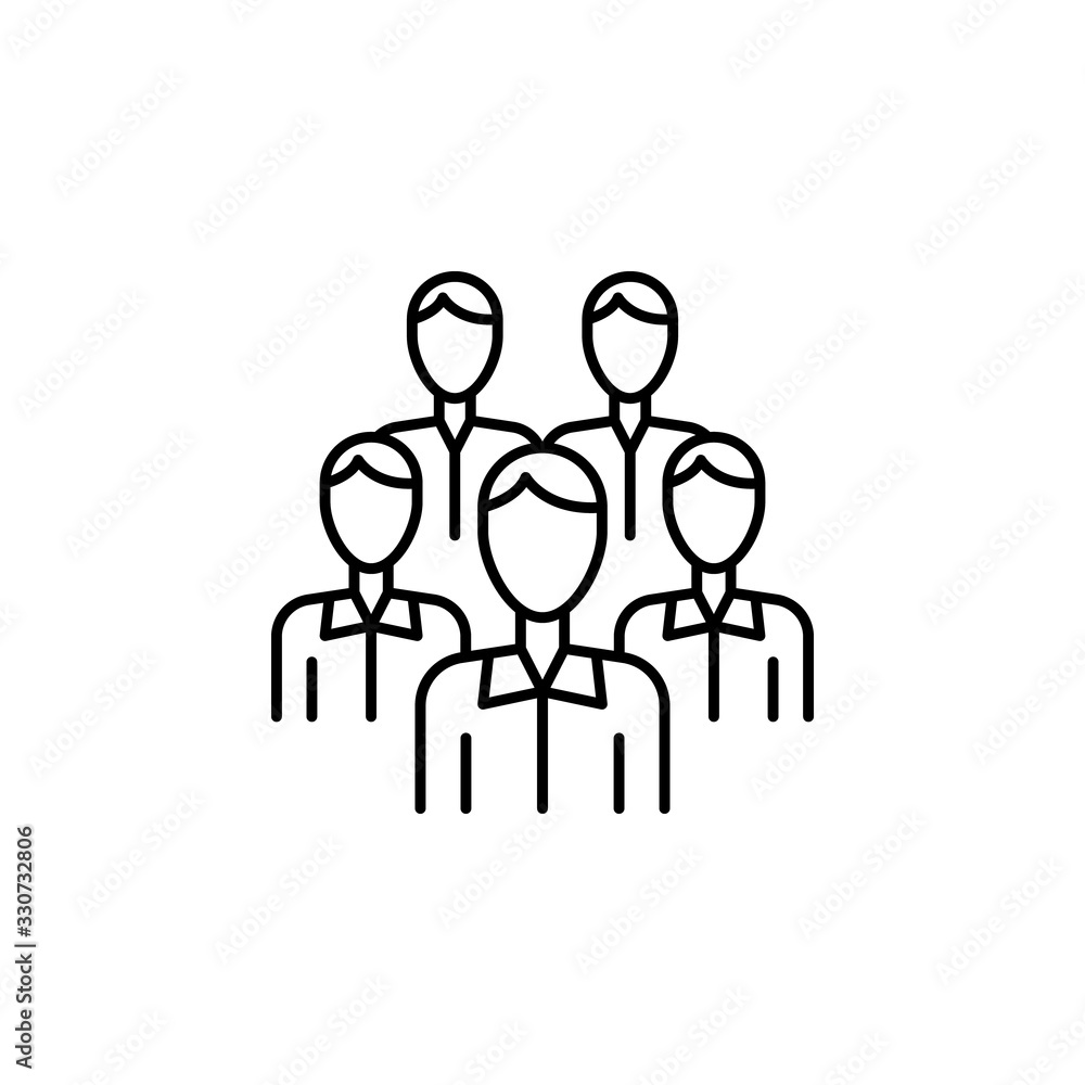 Poster men, workers, team icon. simple line, outline vector elements of teamwork for ui and ux, website or 