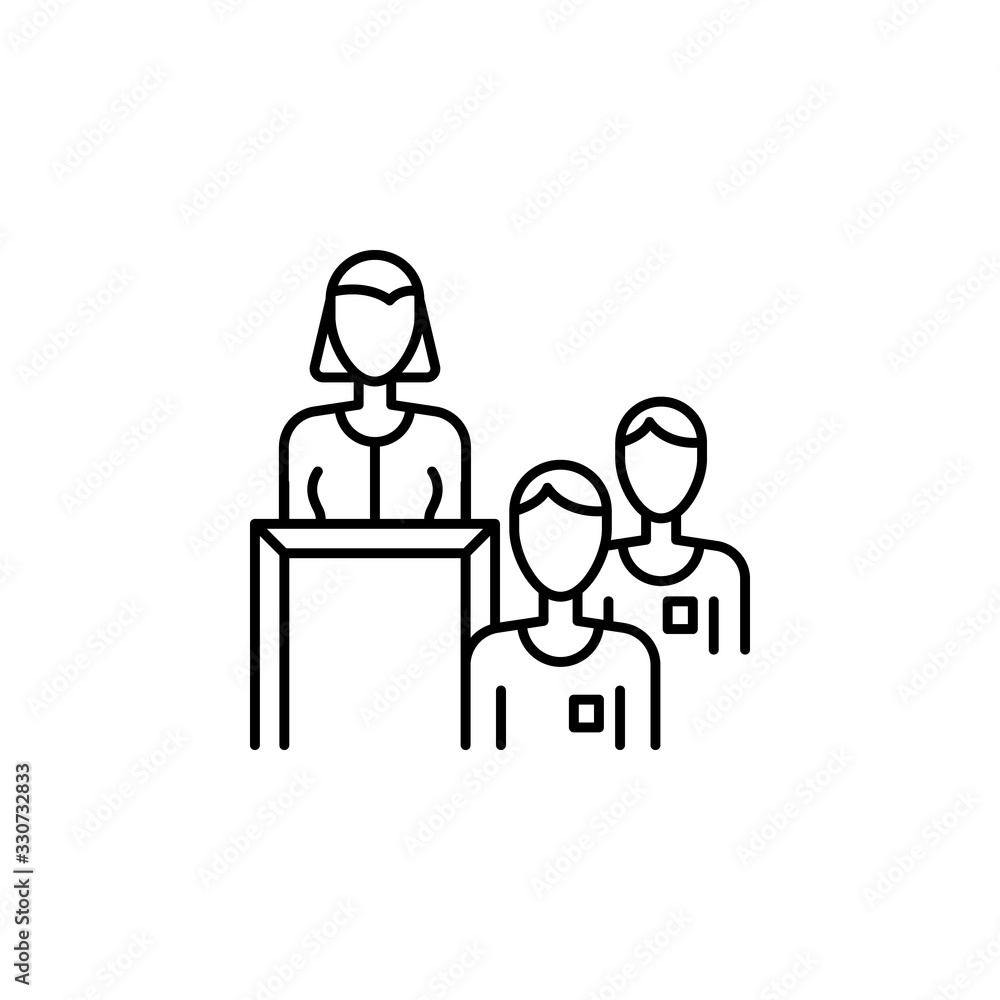 Poster orator, woman, men icon. simple line, outline vector elements of teamwork for ui and ux, website or 