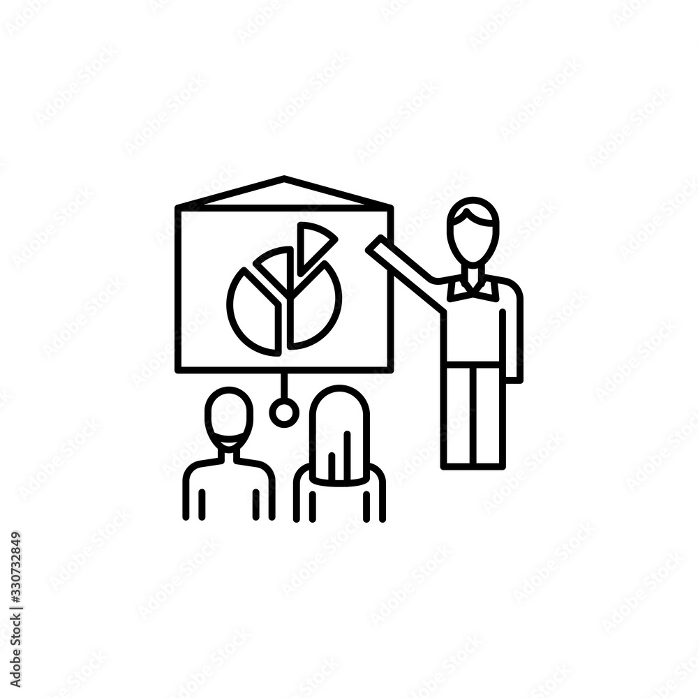 Poster man, presentation, team icon. simple line, outline vector elements of teamwork for ui and ux, websit