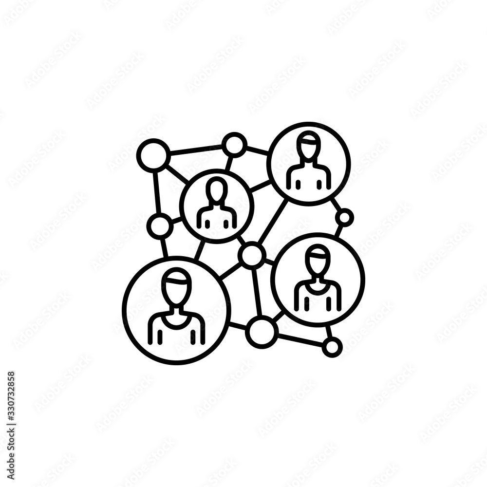 Poster workers, connecting icon. simple line, outline vector elements of teamwork for ui and ux, website or